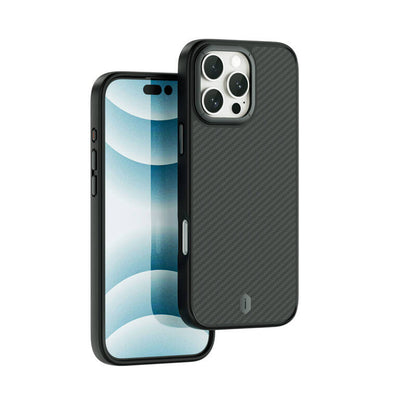 iPhone 16 Pro Kılıf Wiwu DCC-205 M-safe Şarj Özellikli Aramid Fiber Tasarım Kevlar Kapak