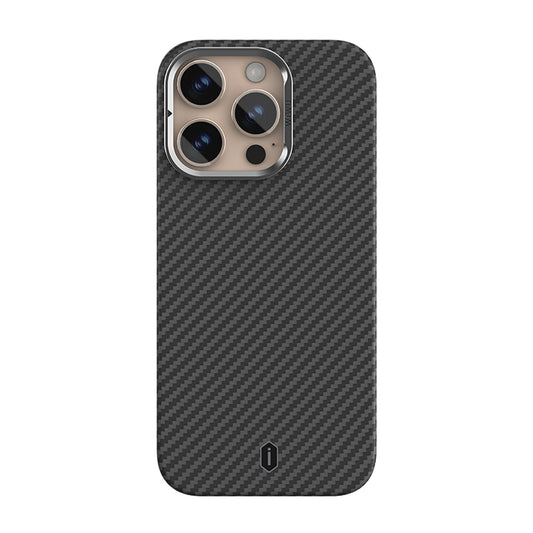 iPhone 16 Pro Kılıf Wiwu DCC-206 M-safe Şarj Özellikli Kamera Standlı Aramid Fiber Tasarım Kevlar Kapak