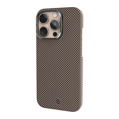 iPhone 16 Pro Kılıf Wiwu DCC-208 M-safe Şarj Özellikli Kamera Standlı Aramid Fiber Tasarım Kevlar Kapak