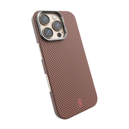 iPhone 16 Pro Kılıf Wiwu DCC-208 M-safe Şarj Özellikli Kamera Standlı Aramid Fiber Tasarım Kevlar Kapak