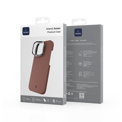 iPhone 16 Pro Kılıf Wiwu DCC-208 M-safe Şarj Özellikli Kamera Standlı Aramid Fiber Tasarım Kevlar Kapak