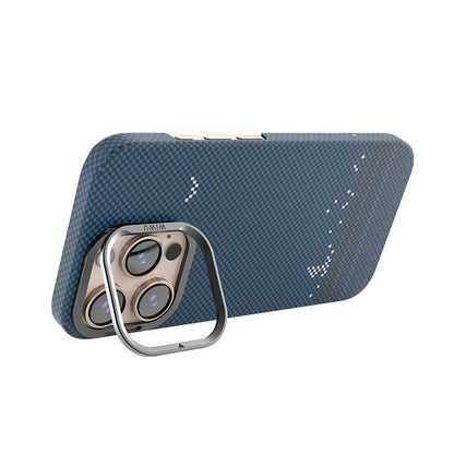 iPhone 16 Pro Kılıf Wiwu DCC-209 M-safe Şarj Özellikli Kamera Standlı Aramid Fiber Tasarım Kevlar Kapak