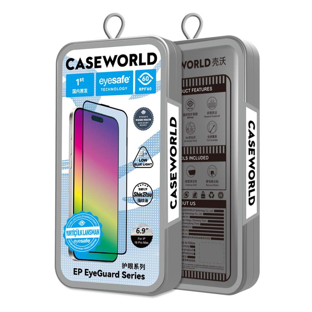 iPhone 16 Pro Max CaseWorld EyeGuard Serisi 2.5D Eyesafe Teknolojili Cam Ekran Koruyucu