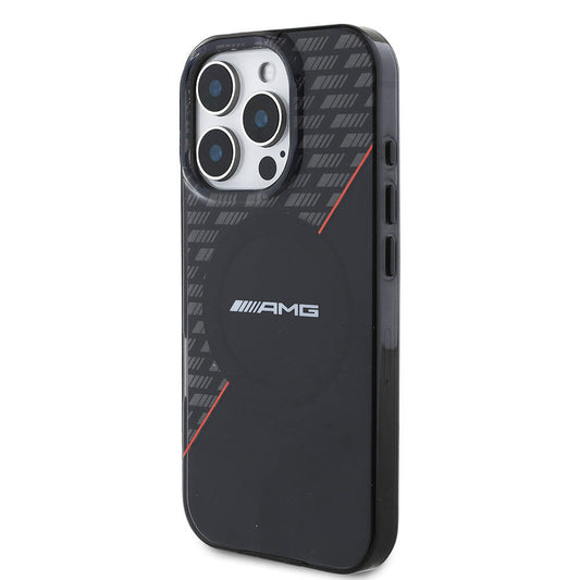 iPhone 16 Pro Max Kılıf AMG Orjinal Lisanslı M-safe Şarj Özellikli Çift Katmanlı Kırmızı Çapraz Çizgili Kapak