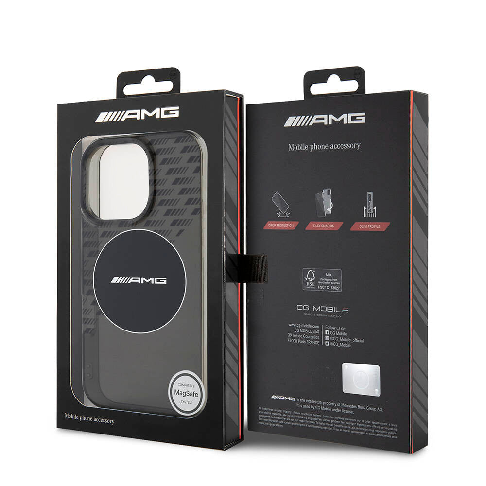 iPhone 16 Pro Max Kılıf AMG Orjinal Lisanslı M-safe Şarj Özellikli IML Baskı Logolu Smoked Kapak