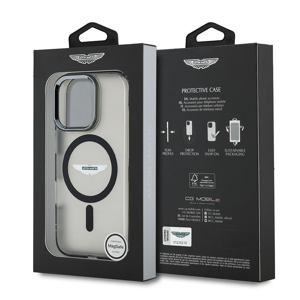 iPhone 16 Pro Max Kılıf Aston Martin Orjinal Lisanslı M-safe Şarj Özellikli IML Baskı Logolu Buzlu Kapak