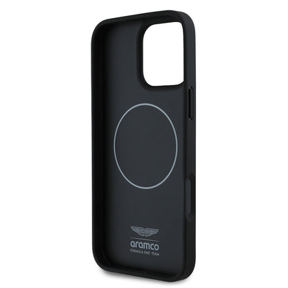 iPhone 16 Pro Max Kılıf Aston Martin Orjinal Lisanslı M-safe Şarj Özellikli PU Deri Alonso 14 Baskılı Kapak