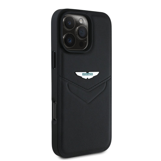 iPhone 16 Pro Max Kılıf Aston Martin Orjinal Lisanslı Victory Dizayn PU Deri Metal Logolu Kapak