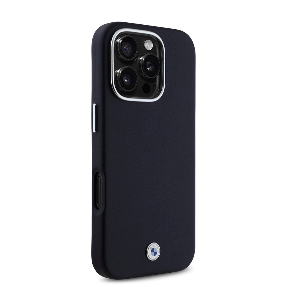 iPhone 16 Pro Max Kılıf BMW Orjinal Lisanslı M-safe Şarj Özellikli Metal Logolu Tam Kaplama Deri Kapak