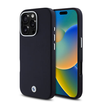 iPhone 16 Pro Max Kılıf BMW Orjinal Lisanslı M-safe Şarj Özellikli Metal Logolu Tam Kaplama Deri Kapak