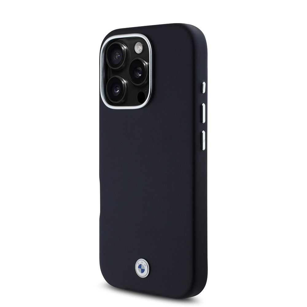 iPhone 16 Pro Max Kılıf BMW Orjinal Lisanslı M-safe Şarj Özellikli Metal Logolu Tam Kaplama Deri Kapak