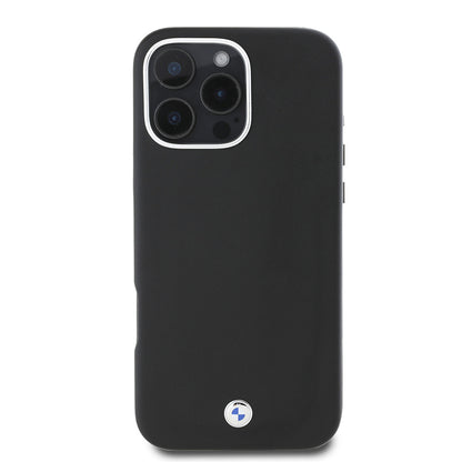 iPhone 16 Pro Max Kılıf BMW Orjinal Lisanslı M-safe Şarj Özellikli Metal Logolu Tam Kaplama Deri Kapak