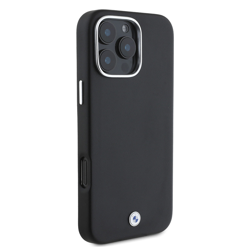 iPhone 16 Pro Max Kılıf BMW Orjinal Lisanslı M-safe Şarj Özellikli Metal Logolu Tam Kaplama Deri Kapak