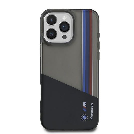 iPhone 16 Pro Max Kılıf BMW Orjinal Lisanslı Yarı Transparan M Dizayn Çizgili Kapak