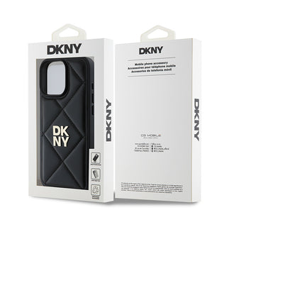 iPhone 16 Pro Max Kılıf DKNY Orjinal Lisanslı Kapitone Tasarımlı Metal Logolu Deri Kapak