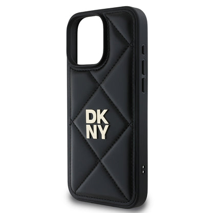 iPhone 16 Pro Max Kılıf DKNY Orjinal Lisanslı Kapitone Tasarımlı Metal Logolu Deri Kapak