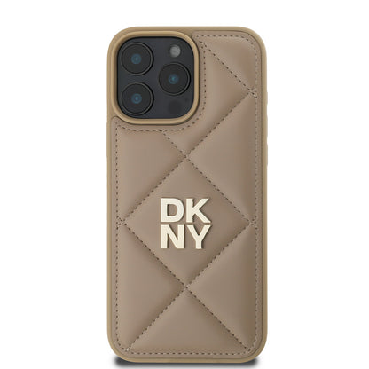 iPhone 16 Pro Max Kılıf DKNY Orjinal Lisanslı Kapitone Tasarımlı Metal Logolu Deri Kapak