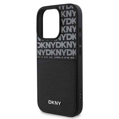 iPhone 16 Pro Max Kılıf DKNY Orjinal Lisanslı Kartlıklı 3D Yazılı Repeat Texture Pattern Kapak