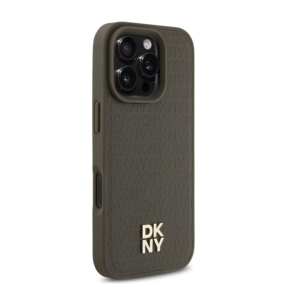 iPhone 16 Pro Max Kılıf DKNY Orjinal Lisanslı M-safe Şarj Özellikli 3D Yazılı Repeat Pattern Kapak