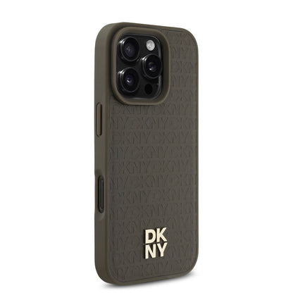 iPhone 16 Pro Max Kılıf DKNY Orjinal Lisanslı M-safe Şarj Özellikli 3D Yazılı Repeat Pattern Kapak