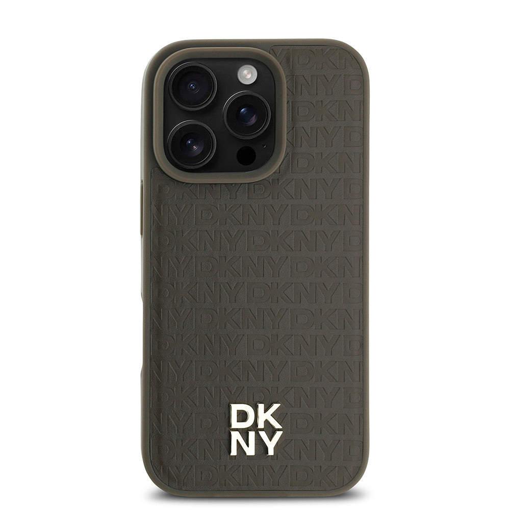 iPhone 16 Pro Max Kılıf DKNY Orjinal Lisanslı M-safe Şarj Özellikli 3D Yazılı Repeat Pattern Kapak