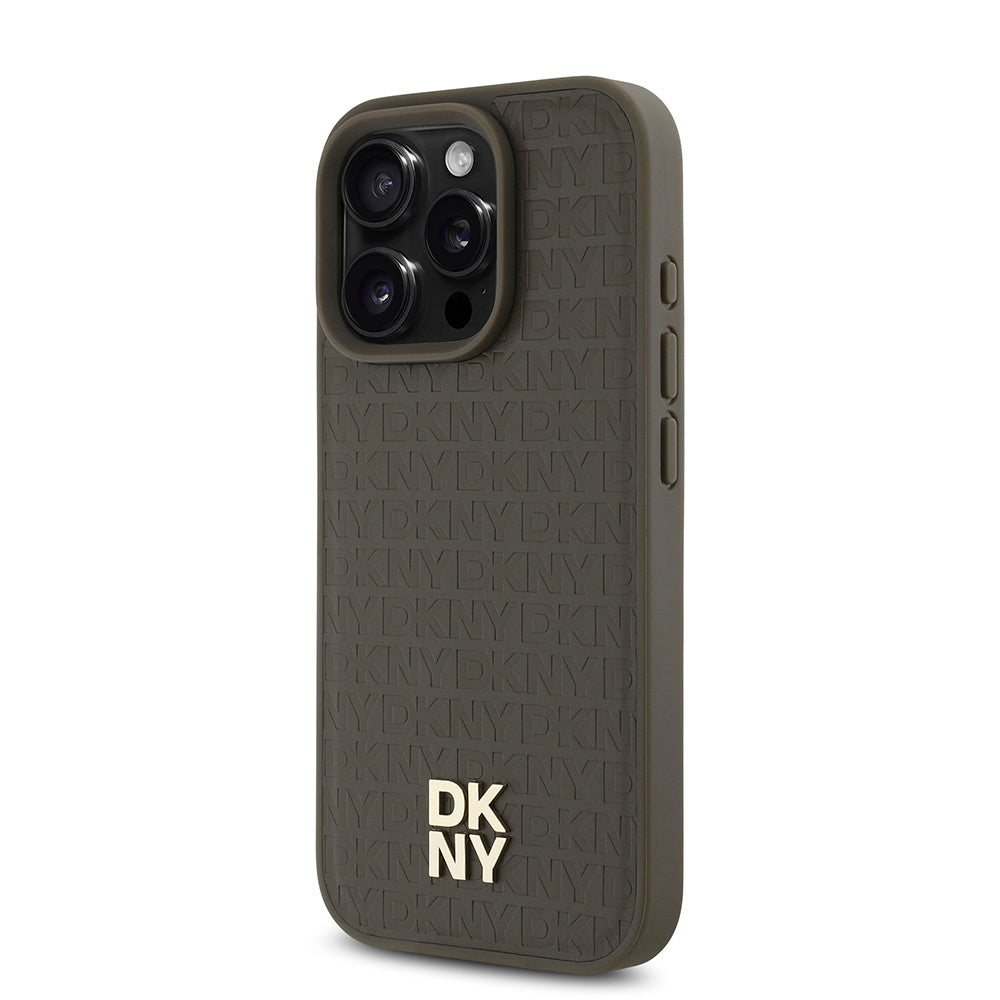 iPhone 16 Pro Max Kılıf DKNY Orjinal Lisanslı M-safe Şarj Özellikli 3D Yazılı Repeat Pattern Kapak