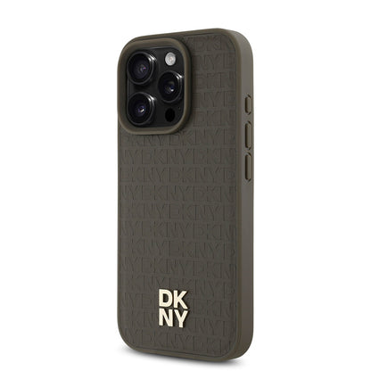 iPhone 16 Pro Max Kılıf DKNY Orjinal Lisanslı M-safe Şarj Özellikli 3D Yazılı Repeat Pattern Kapak