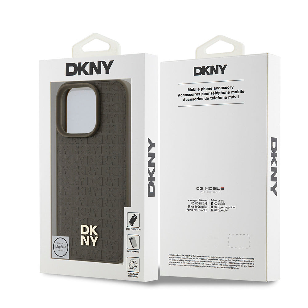 iPhone 16 Pro Max Kılıf DKNY Orjinal Lisanslı M-safe Şarj Özellikli 3D Yazılı Repeat Pattern Kapak