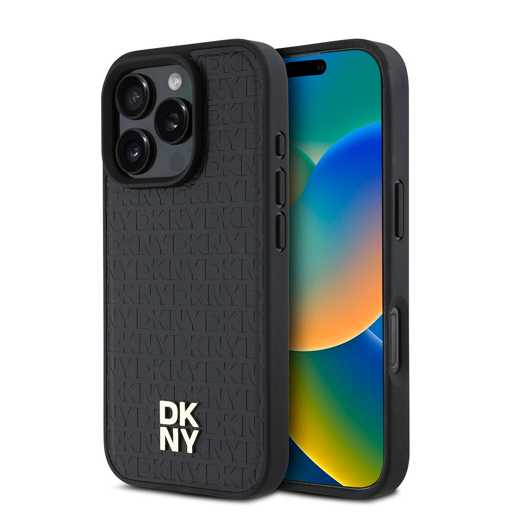 iPhone 16 Pro Max Kılıf DKNY Orjinal Lisanslı M-safe Şarj Özellikli 3D Yazılı Repeat Pattern Kapak