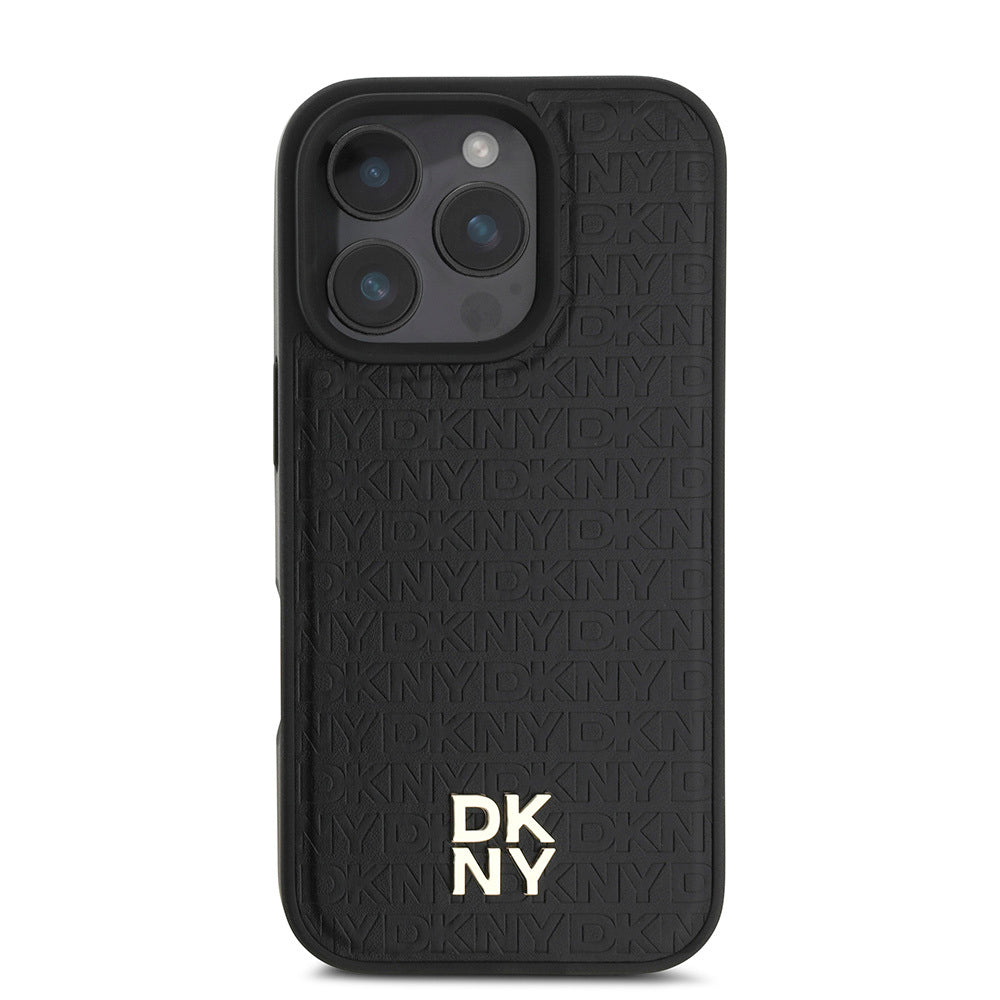 iPhone 16 Pro Max Kılıf DKNY Orjinal Lisanslı M-safe Şarj Özellikli 3D Yazılı Repeat Pattern Kapak