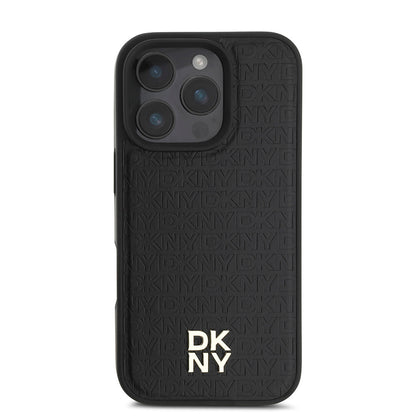 iPhone 16 Pro Max Kılıf DKNY Orjinal Lisanslı M-safe Şarj Özellikli 3D Yazılı Repeat Pattern Kapak