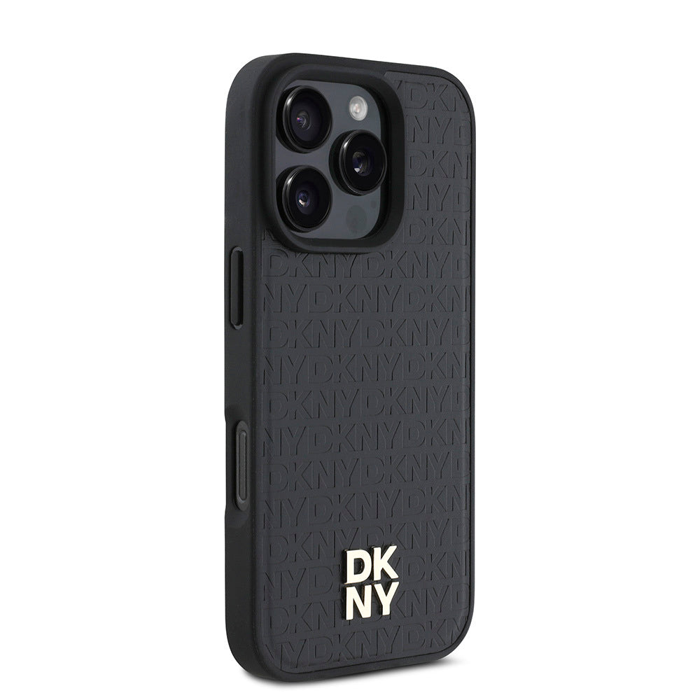 iPhone 16 Pro Max Kılıf DKNY Orjinal Lisanslı M-safe Şarj Özellikli 3D Yazılı Repeat Pattern Kapak