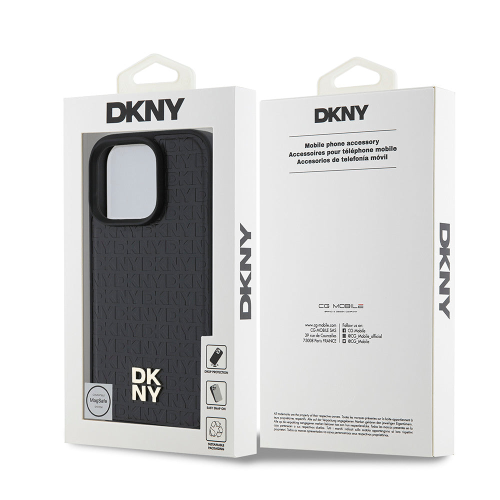 iPhone 16 Pro Max Kılıf DKNY Orjinal Lisanslı M-safe Şarj Özellikli 3D Yazılı Repeat Pattern Kapak