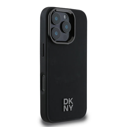 iPhone 16 Pro Max Kılıf DKNY Orjinal Lisanslı M-safe Şarj Özellikli Metal Logolu PU Deri Plain Kapak