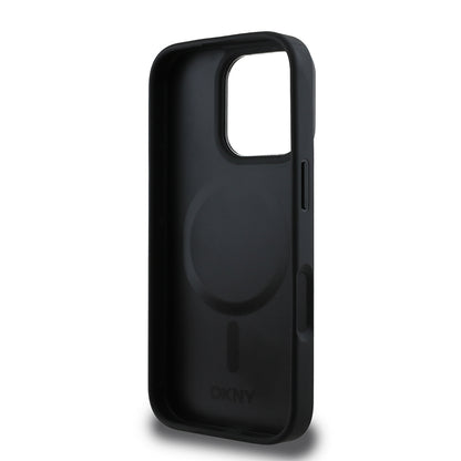 iPhone 16 Pro Max Kılıf DKNY Orjinal Lisanslı M-safe Şarj Özellikli Metal Logolu PU Deri Plain Kapak