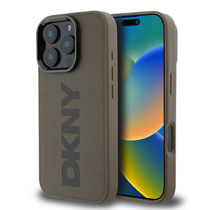 iPhone 16 Pro Max Kılıf DKNY Orjinal Lisanslı M-safe Şarj Özellikli PU Deri Plain Kapak