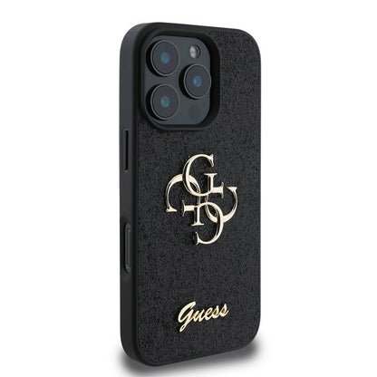iPhone 16 Pro Max Kılıf Guess Orjinal Lisanslı 4G Büyük Metal Logolu Glitter Kapak