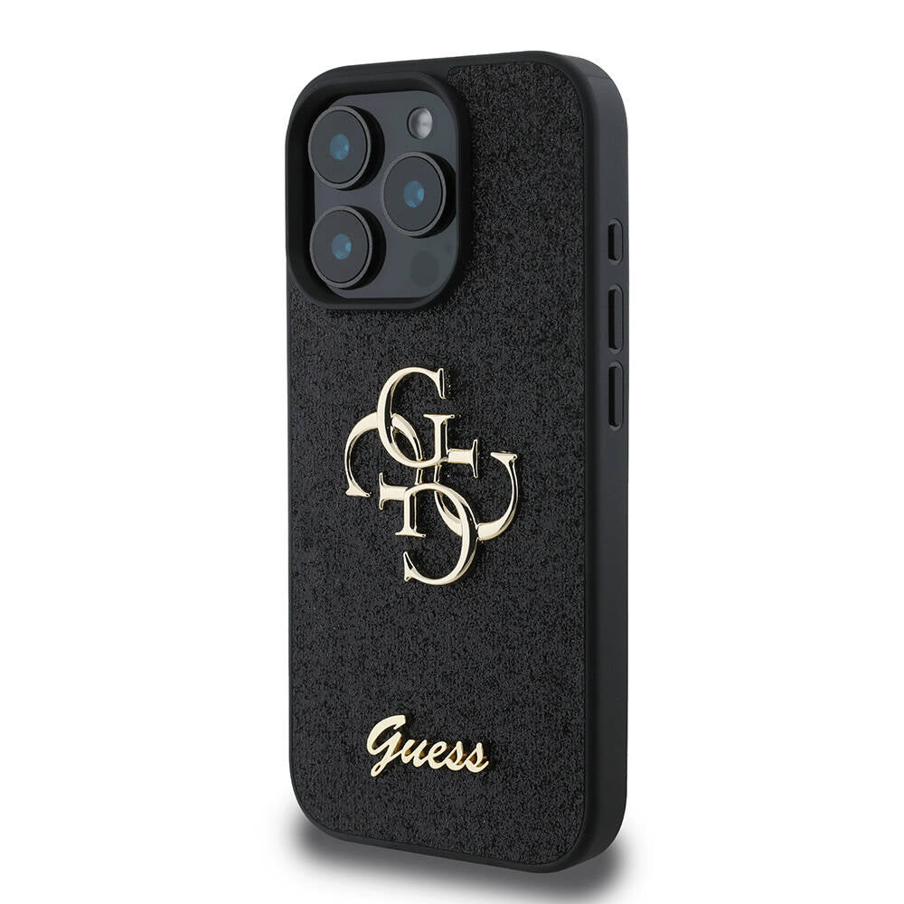 iPhone 16 Pro Max Kılıf Guess Orjinal Lisanslı 4G Büyük Metal Logolu Glitter Kapak