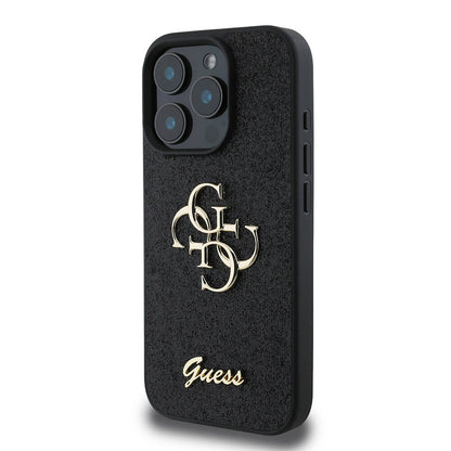 iPhone 16 Pro Max Kılıf Guess Orjinal Lisanslı 4G Büyük Metal Logolu Glitter Kapak