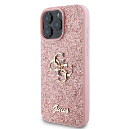 iPhone 16 Pro Max Kılıf Guess Orjinal Lisanslı 4G Büyük Metal Logolu Glitter Kapak