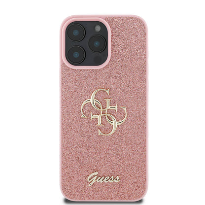 iPhone 16 Pro Max Kılıf Guess Orjinal Lisanslı 4G Büyük Metal Logolu Glitter Kapak