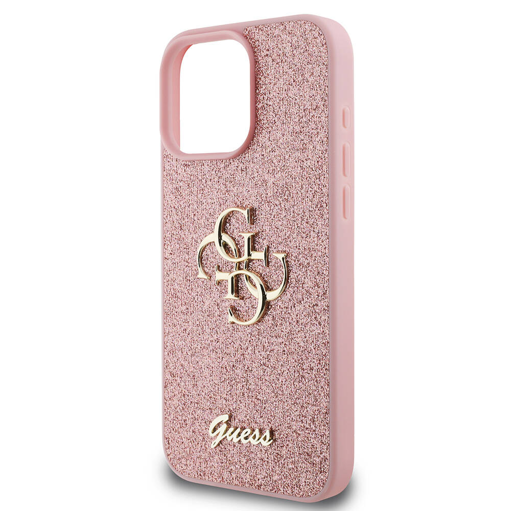iPhone 16 Pro Max Kılıf Guess Orjinal Lisanslı 4G Büyük Metal Logolu Glitter Kapak