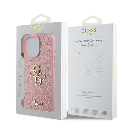 iPhone 16 Pro Max Kılıf Guess Orjinal Lisanslı 4G Büyük Metal Logolu Glitter Kapak