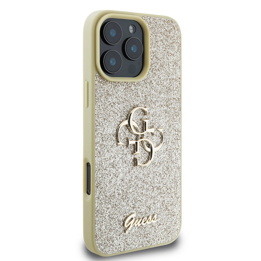 iPhone 16 Pro Max Kılıf Guess Orjinal Lisanslı 4G Büyük Metal Logolu Glitter Kapak