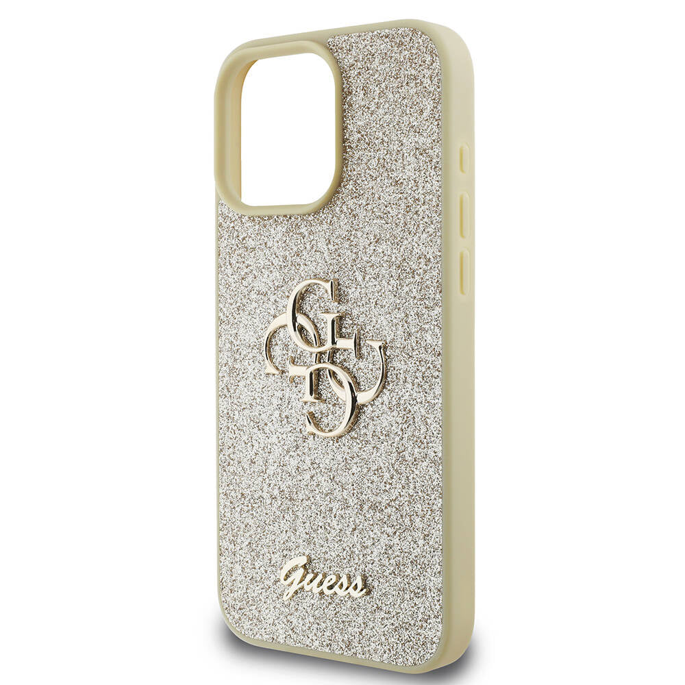 iPhone 16 Pro Max Kılıf Guess Orjinal Lisanslı 4G Büyük Metal Logolu Glitter Kapak