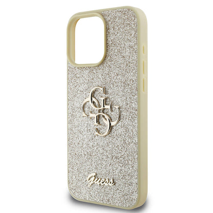 iPhone 16 Pro Max Kılıf Guess Orjinal Lisanslı 4G Büyük Metal Logolu Glitter Kapak