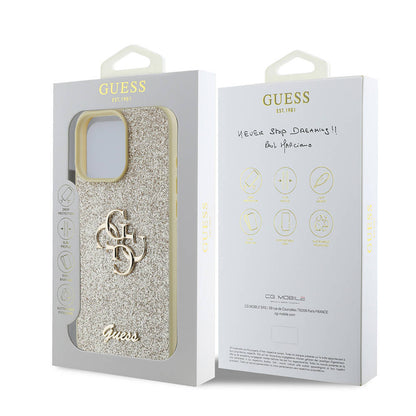 iPhone 16 Pro Max Kılıf Guess Orjinal Lisanslı 4G Büyük Metal Logolu Glitter Kapak