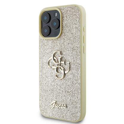 iPhone 16 Pro Max Kılıf Guess Orjinal Lisanslı 4G Büyük Metal Logolu Glitter Kapak