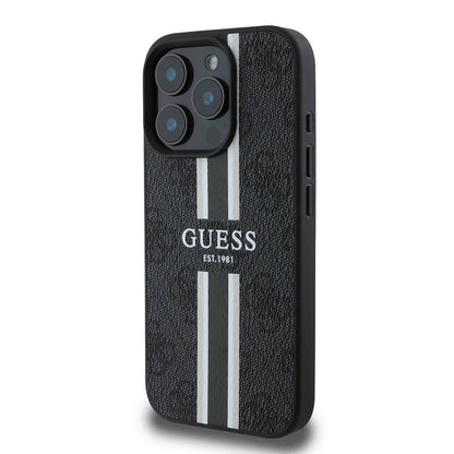 iPhone 16 Pro Max Kılıf Guess Orjinal Lisanslı M-safe Şarj Özellikli 4G Şerit Tasarımlı Printed Kapak