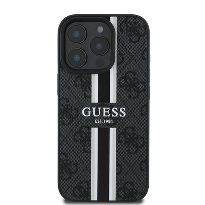 iPhone 16 Pro Max Kılıf Guess Orjinal Lisanslı M-safe Şarj Özellikli 4G Şerit Tasarımlı Printed Kapak